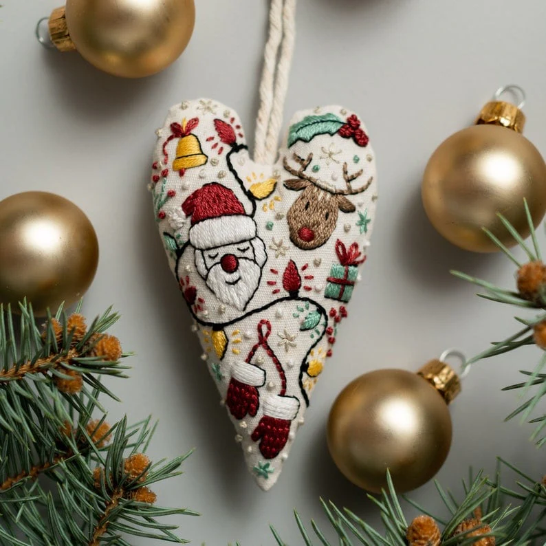 💖DIY Heart Shaped Hand Embroidered Christmas Ornament/Ornament Kit - Image 19