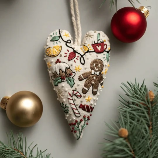 💖DIY Heart Shaped Hand Embroidered Christmas Ornament/Ornament Kit - Image 2
