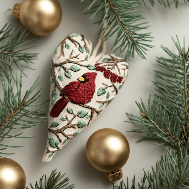 💖DIY Heart Shaped Hand Embroidered Christmas Ornament/Ornament Kit - Image 6