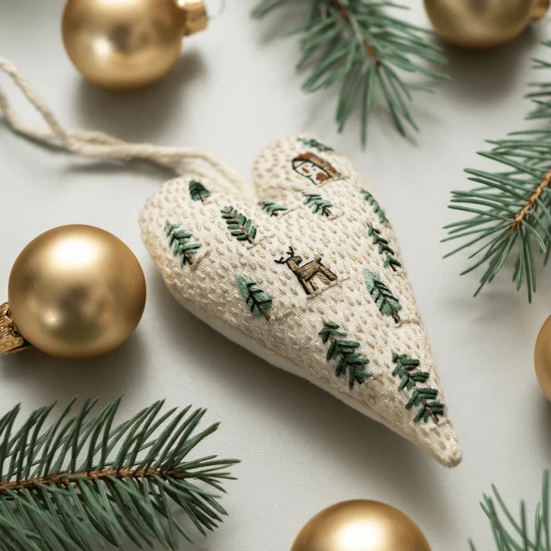💖DIY Heart Shaped Hand Embroidered Christmas Ornament/Ornament Kit - Image 8