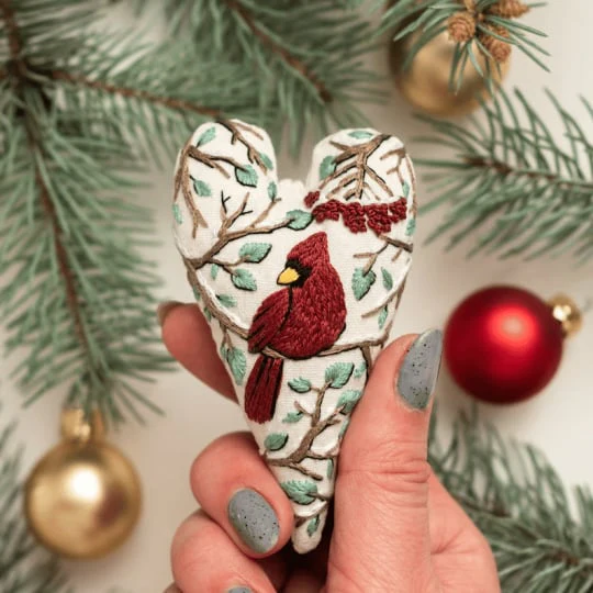 💖DIY Heart Shaped Hand Embroidered Christmas Ornament/Ornament Kit - Image 9