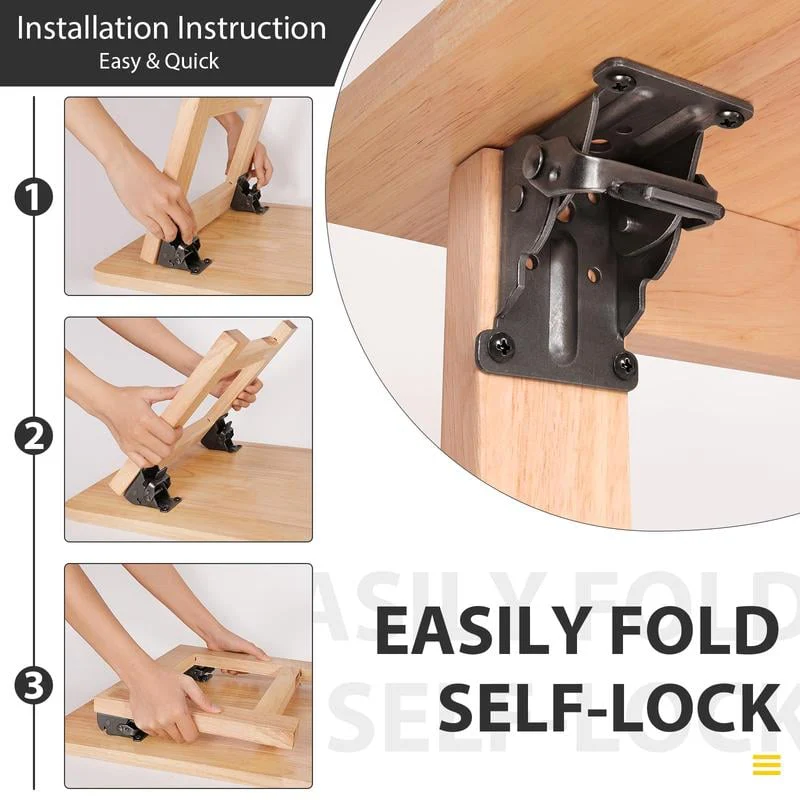 Heavy-Duty Folding Table Leg Brackets with Self-Locking Hinges - Image 4