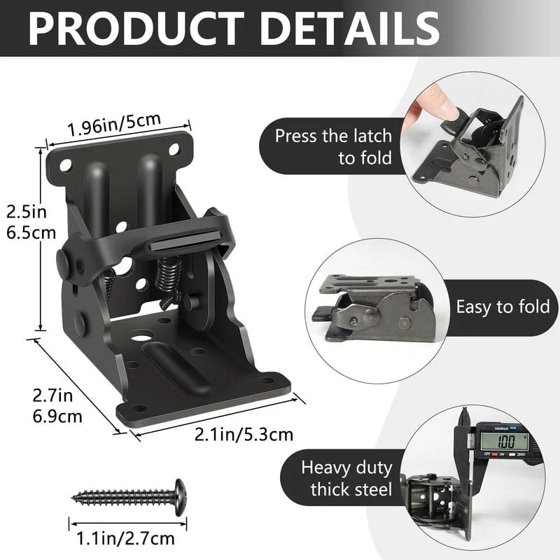 Heavy-Duty Folding Table Leg Brackets with Self-Locking Hinges - Image 8
