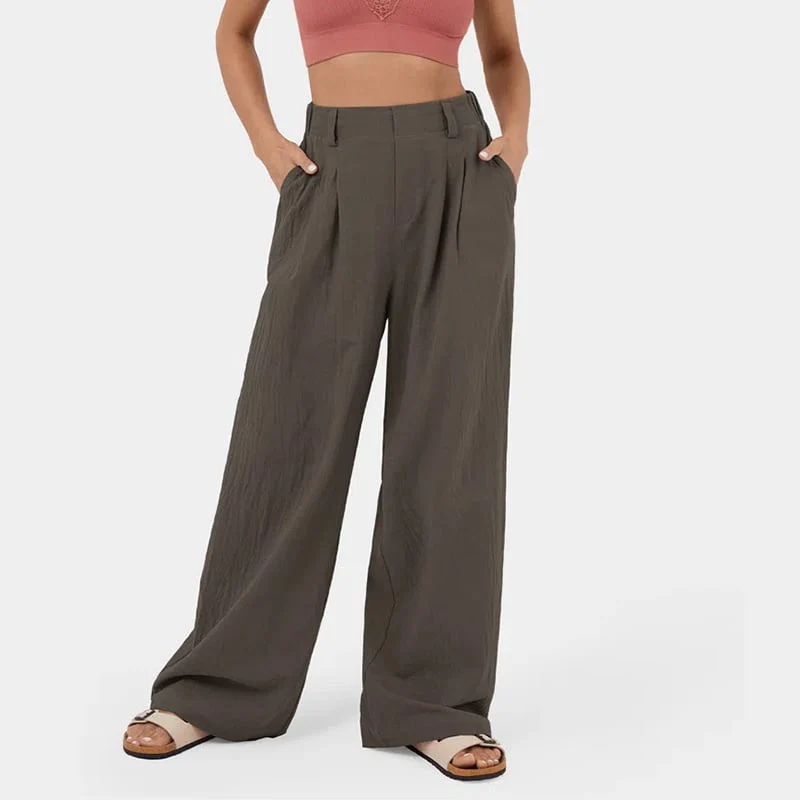 High Waisted Plicated Side Pocket Wide Leg Pants - Image 11