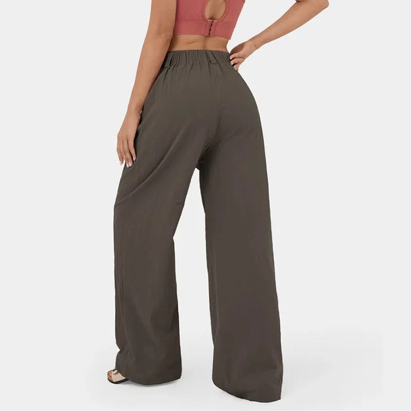 High Waisted Plicated Side Pocket Wide Leg Pants - Image 12