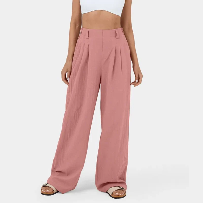 High Waisted Plicated Side Pocket Wide Leg Pants - Image 3