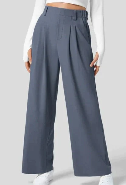 High Waisted Plicated Side Pocket Wide Leg Pants - Image 7