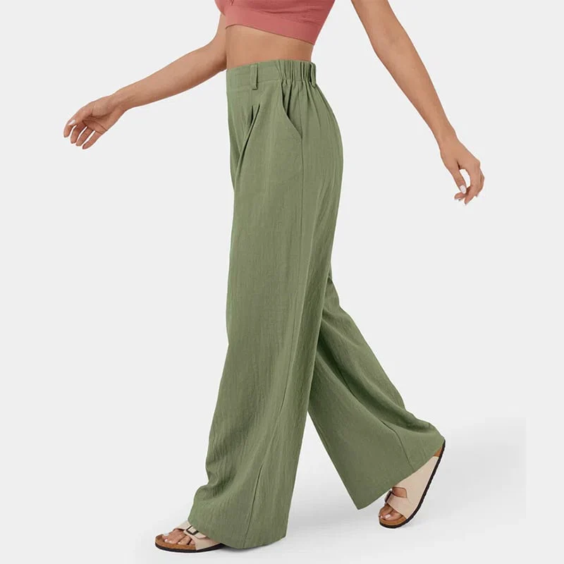 High Waisted Plicated Side Pocket Wide Leg Pants - Image 9