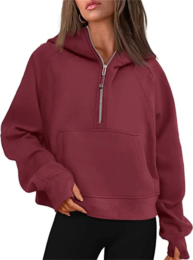 🔥Ladies Half Zip Hoodie Sweatshirt - Image 4