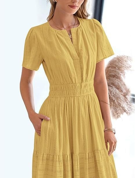 👗Women's Casual Spring Short Sleeve V Neck Maxi Dress - Image 14