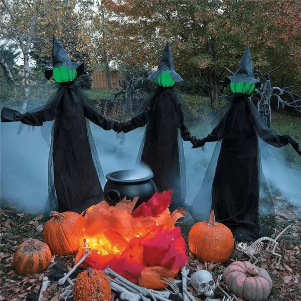 🔥HOT SALE 👻Happy Halloween👻Lighted Halloween Triplets Witch Decoration Set - Image 2