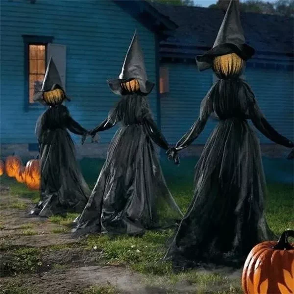 🔥HOT SALE 👻Happy Halloween👻Lighted Halloween Triplets Witch Decoration Set - Image 3