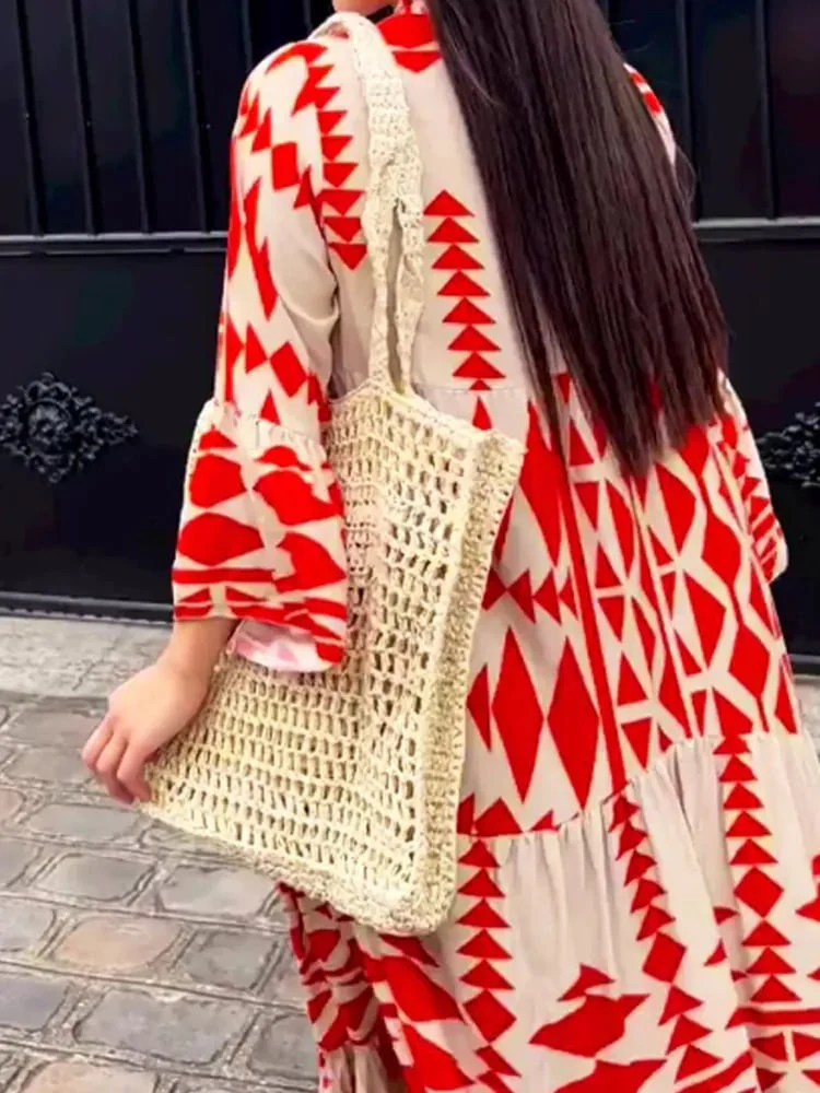 💥HOT SALE💥Oversized Retro Print V-Neck Dress - Buy two and get free shipping! - Image 8