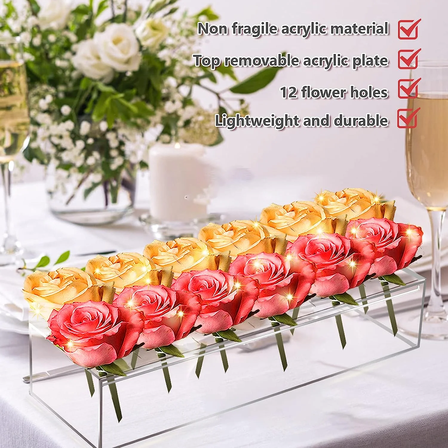 🔥Rectangular Acrylic Flower Box/Flower Vase