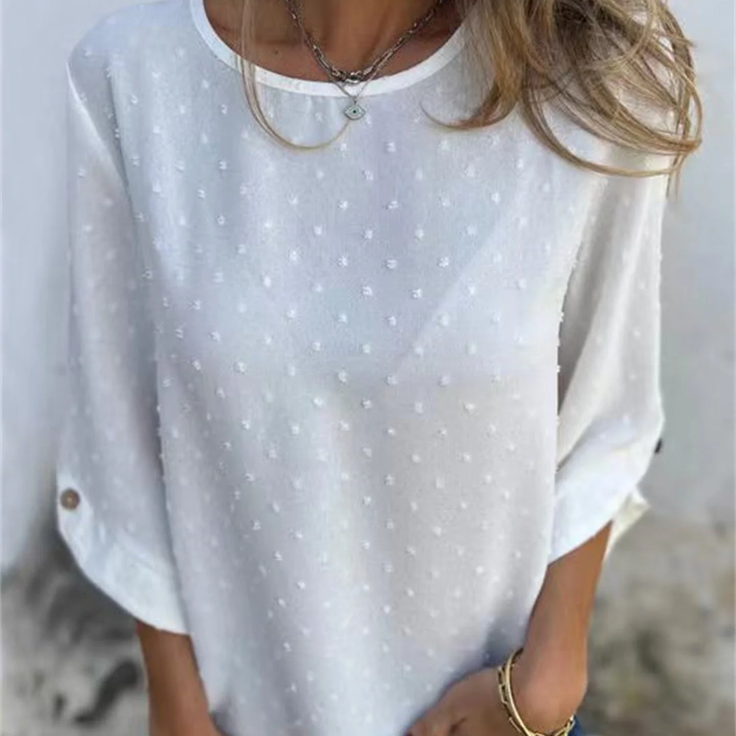 ð¥Women's Casual Round Neck Jacquard Top - Image 2