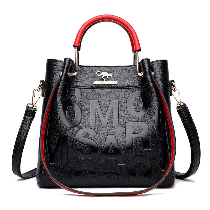 New arrival large capacity soft leather embossed shoulder bag - Image 10
