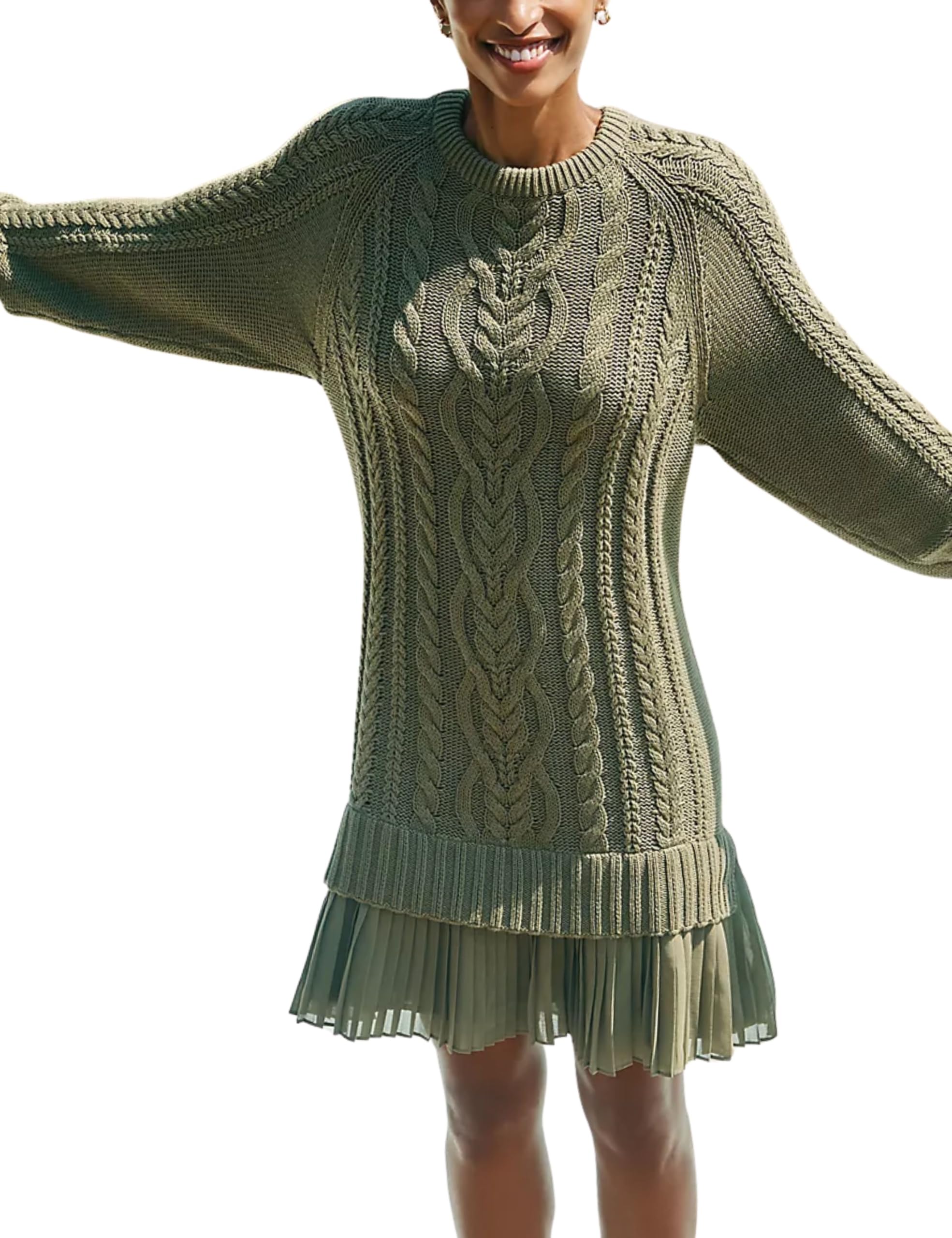 🔥 2025 Hot Sale 🔥🎁🧥Women's Round Neck Cable Knit Sweater Mini Skirt - Image 12