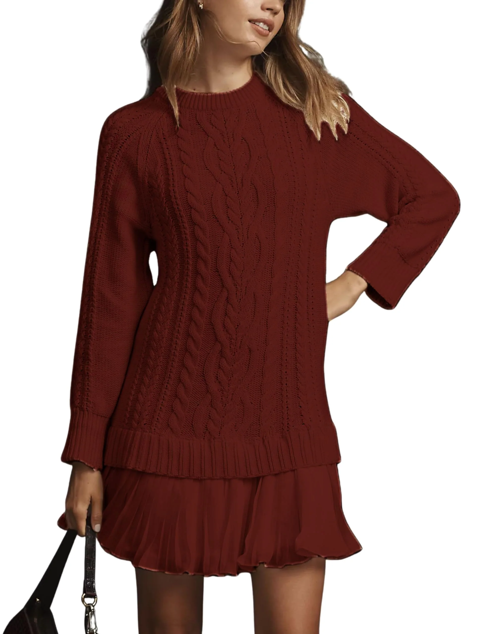 🔥 2025 Hot Sale 🔥🎁🧥Women's Round Neck Cable Knit Sweater Mini Skirt - Image 2