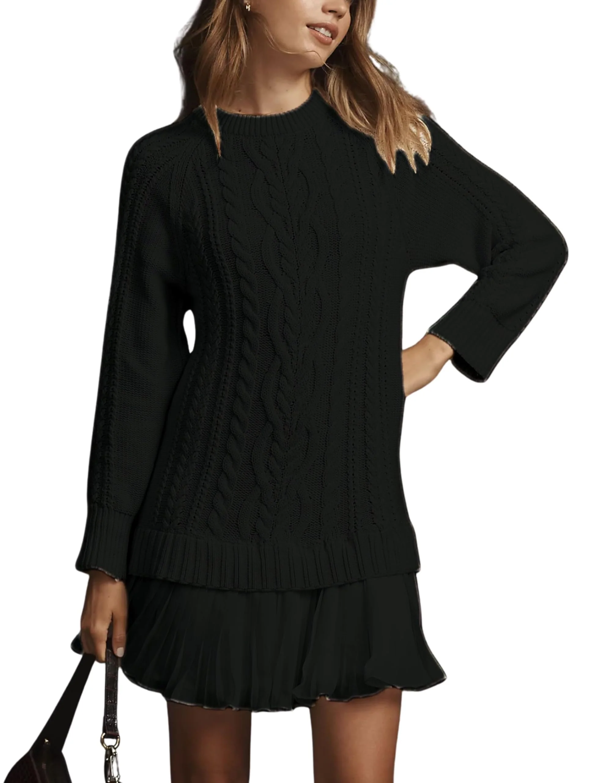 🔥 2025 Hot Sale 🔥🎁🧥Women's Round Neck Cable Knit Sweater Mini Skirt - Image 3