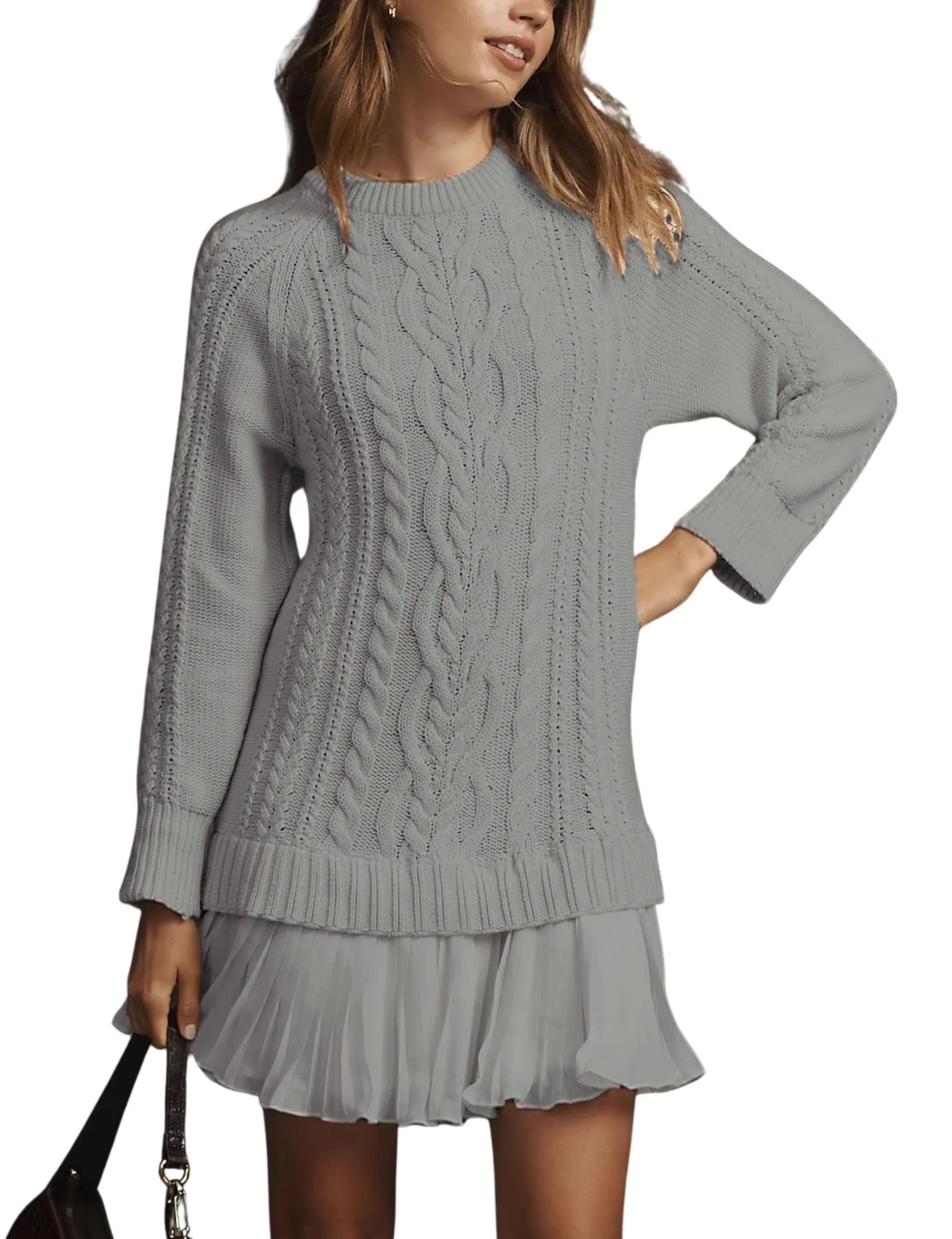🔥 2025 Hot Sale 🔥🎁🧥Women's Round Neck Cable Knit Sweater Mini Skirt - Image 4