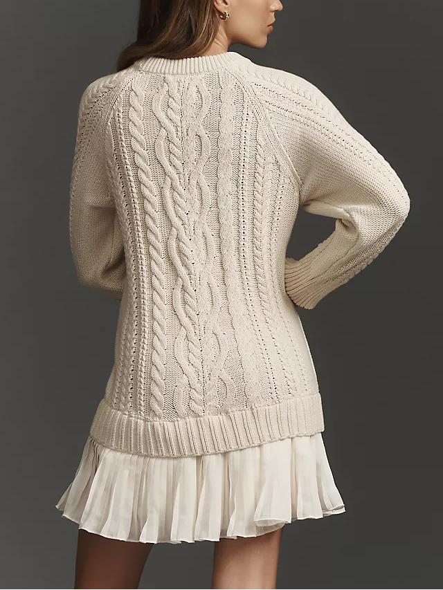 🔥 2025 Hot Sale 🔥🎁🧥Women's Round Neck Cable Knit Sweater Mini Skirt - Image 6