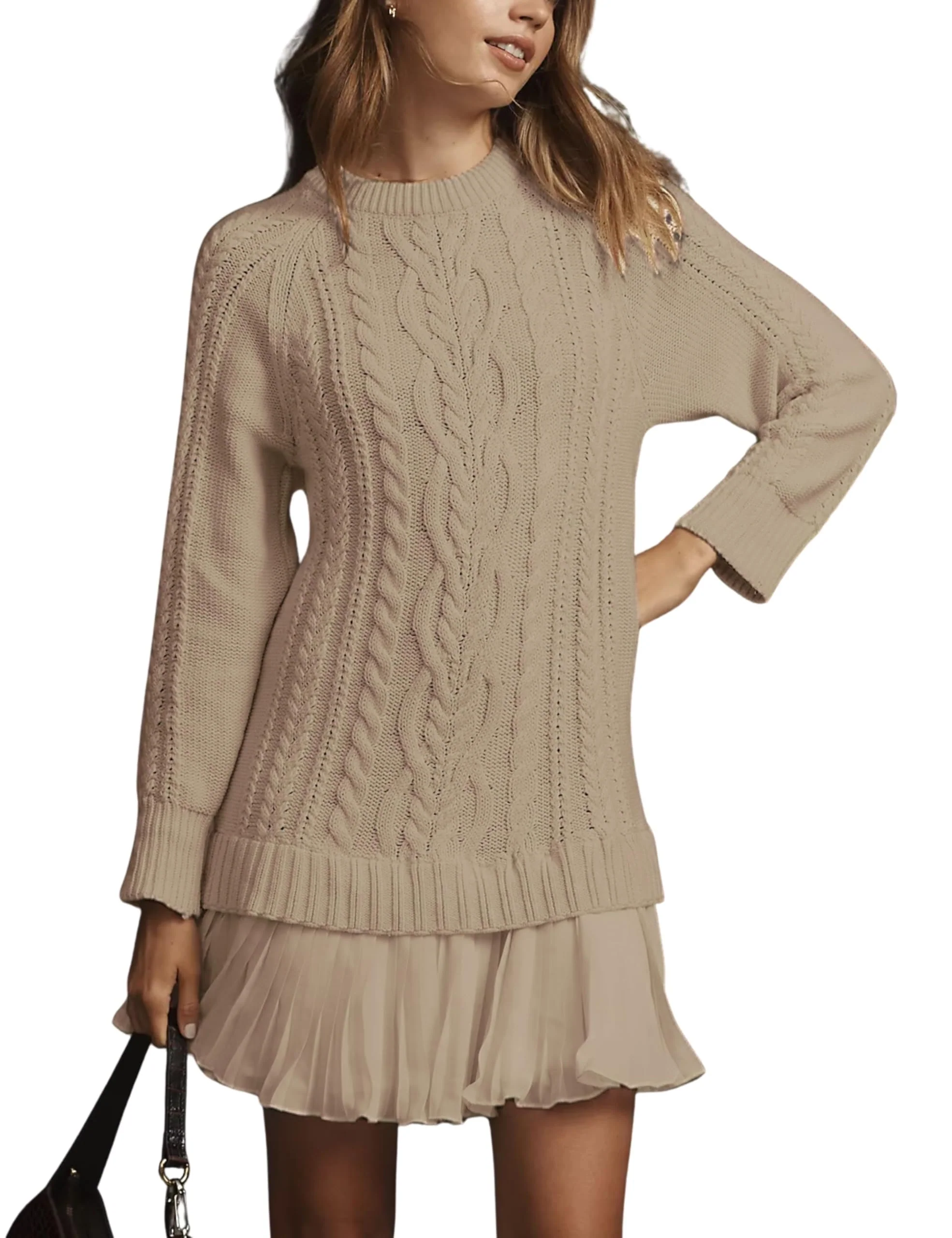 🔥 2025 Hot Sale 🔥🎁🧥Women's Round Neck Cable Knit Sweater Mini Skirt - Image 9