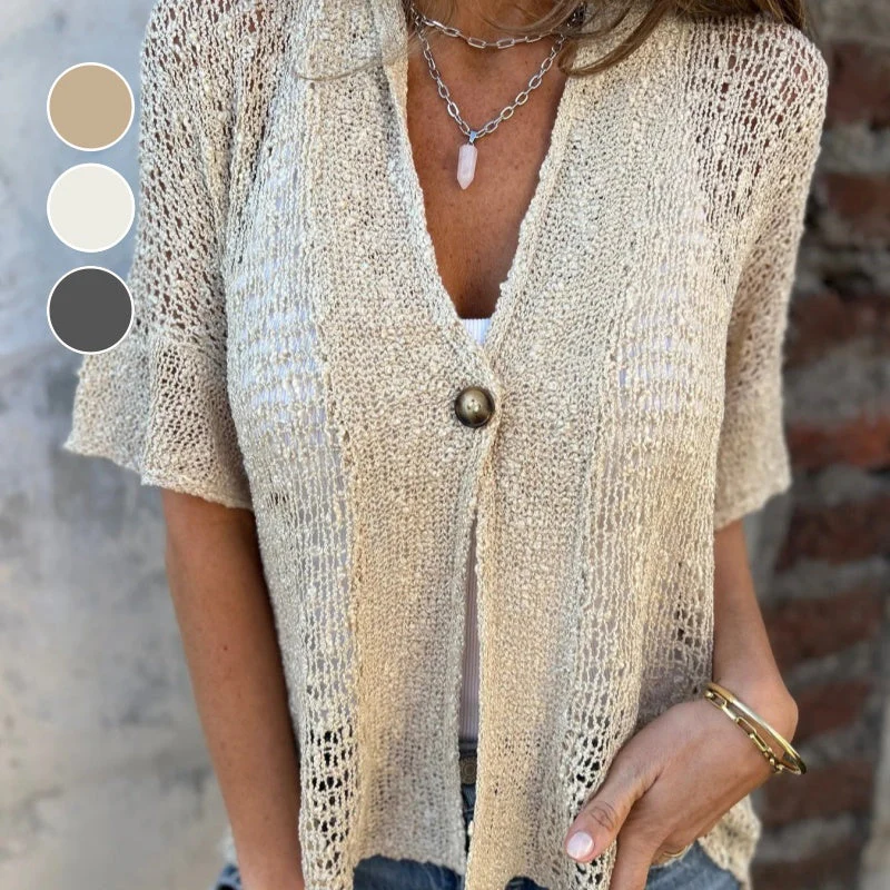 ćS-3XLćšKnitted hollow cardigan