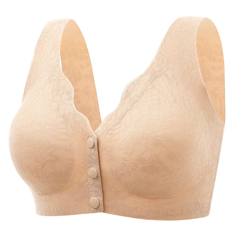 Plus Size Jacquard Lace Button Front Comfy Bra (Four piece set) - Image 10
