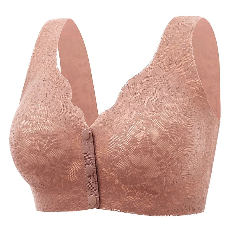 Plus Size Jacquard Lace Button Front Comfy Bra (Four piece set) - Image 12