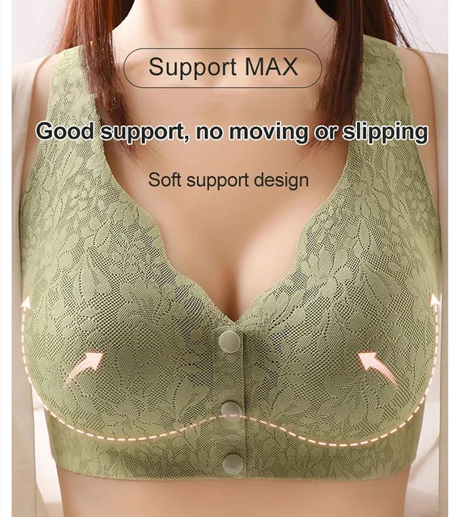 Plus Size Jacquard Lace Button Front Comfy Bra (Four piece set) - Image 2
