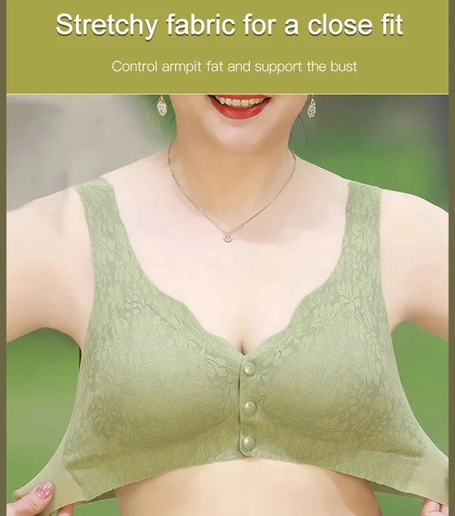 Plus Size Jacquard Lace Button Front Comfy Bra (Four piece set) - Image 6