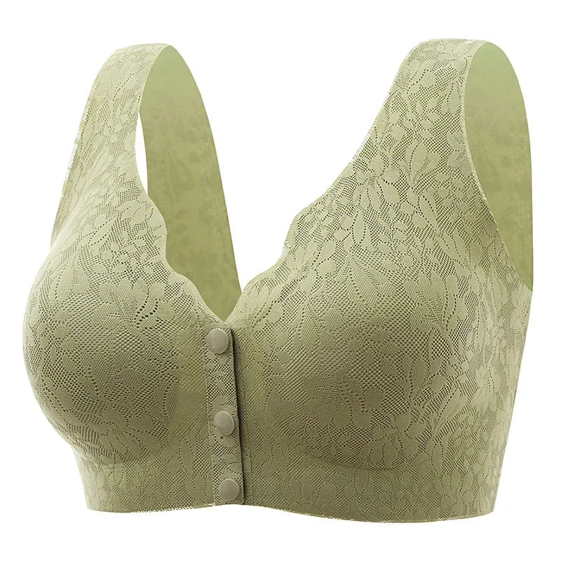 Plus Size Jacquard Lace Button Front Comfy Bra (Four piece set) - Image 9