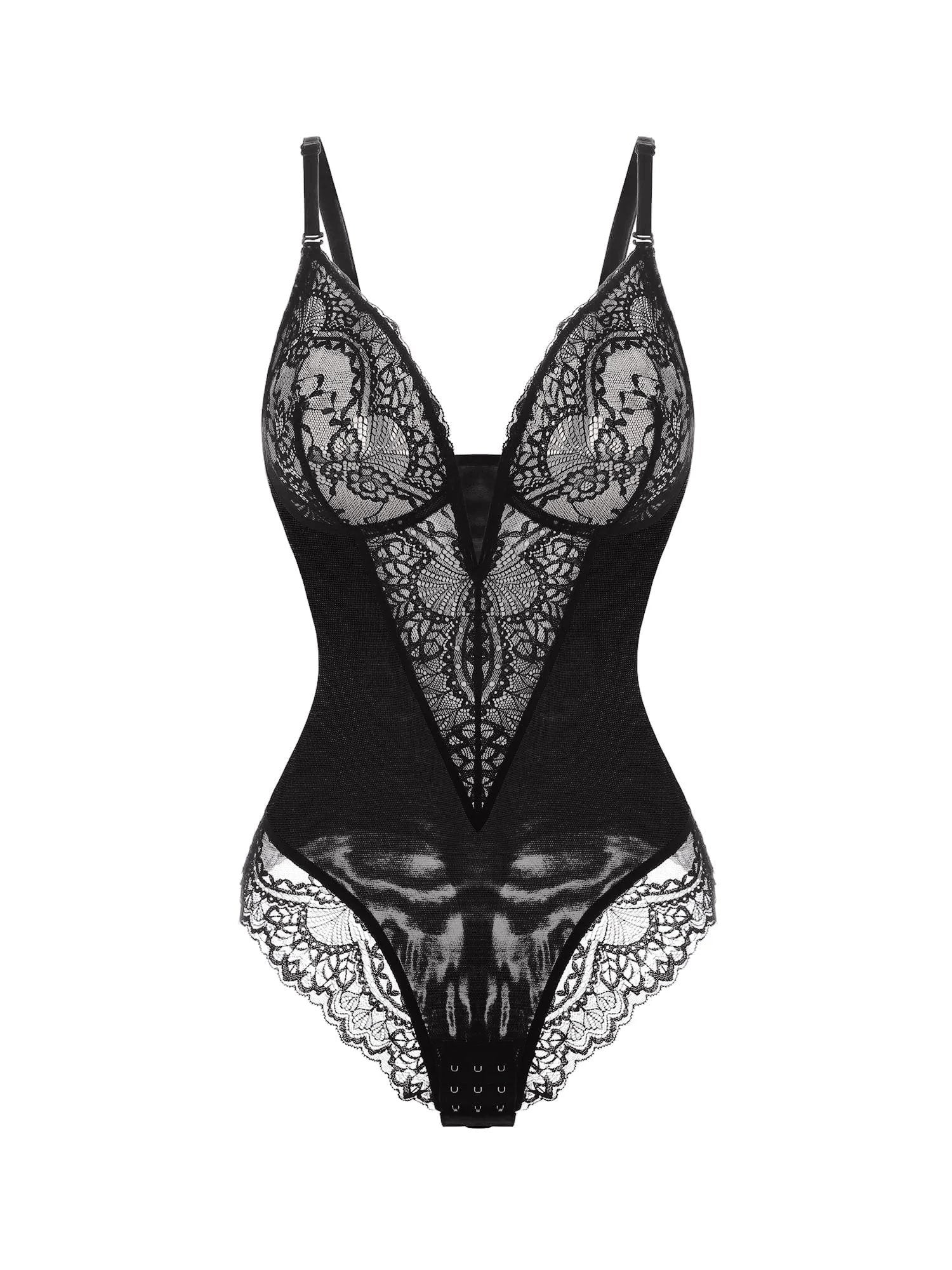 Deep-V Neck Lace Thong Bodysuit ( Buy 3 Free Shipping ) - Image 2