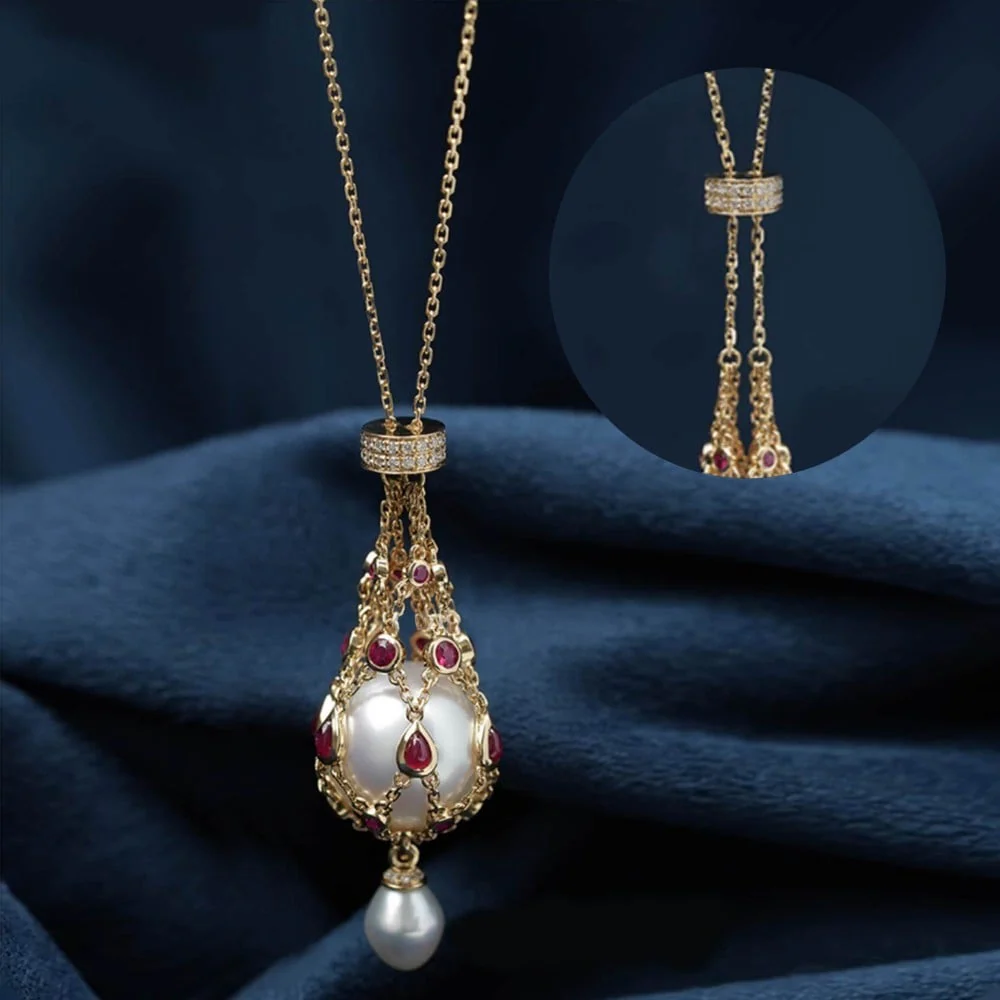 49% OFF--Pearl & Gemstone Lavalier Pendant - Image 5