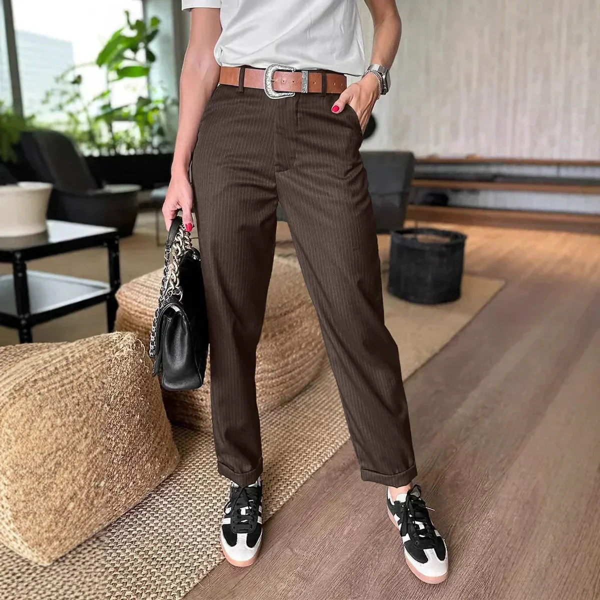 🔥Women's High Waist Casual Straight Blazer Pants🍃 - Image 3