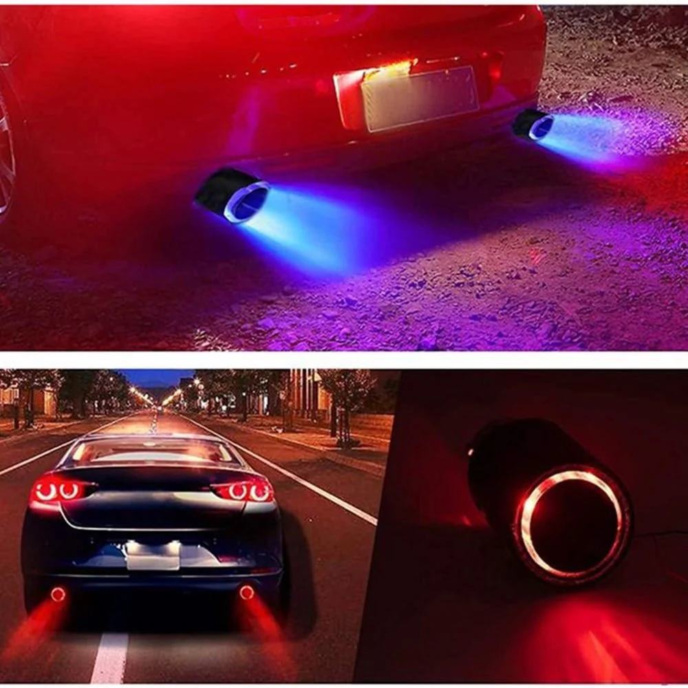 🚗LED Flaming Luminous Universal Car Modified Carbon Fiber Tail pipes💥