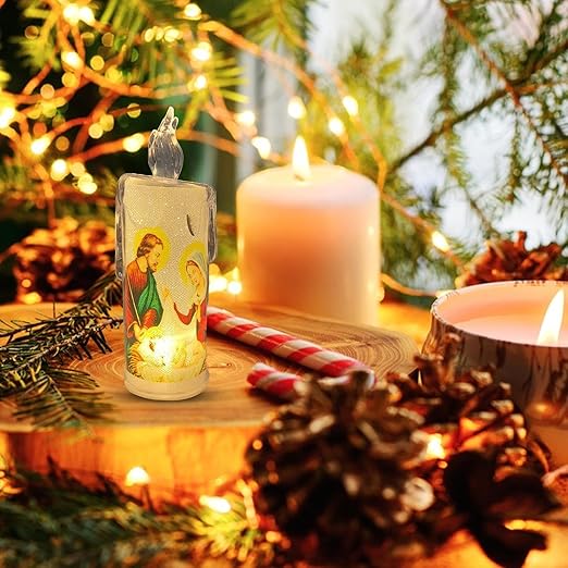 🕯️🕯️LED prayer flameless candles, Jesus saints religious decoration, Christmas Easter gift - Image 3