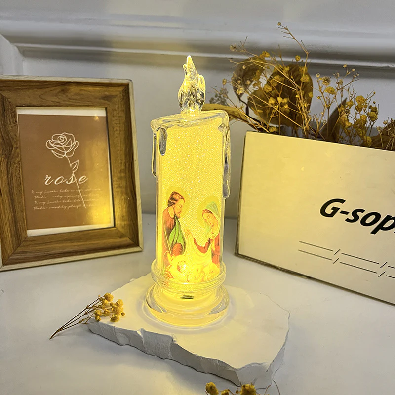 🕯️🕯️LED prayer flameless candles, Jesus saints religious decoration, Christmas Easter gift - Image 4