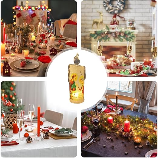 🕯️🕯️LED prayer flameless candles, Jesus saints religious decoration, Christmas Easter gift - Image 5