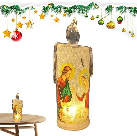 🕯️🕯️LED prayer flameless candles, Jesus saints religious decoration, Christmas Easter gift - Image 6