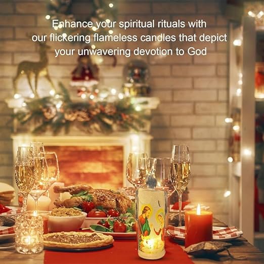 🕯️🕯️LED prayer flameless candles, Jesus saints religious decoration, Christmas Easter gift - Image 7