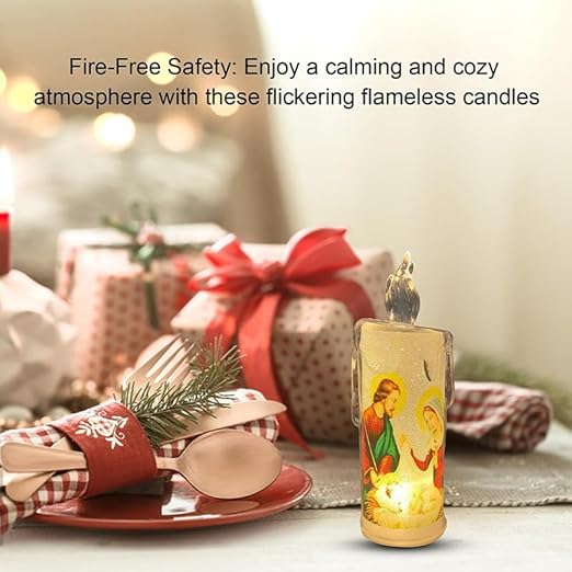 🕯️🕯️LED prayer flameless candles, Jesus saints religious decoration, Christmas Easter gift - Image 8