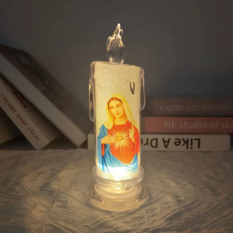 🕯️🕯️LED prayer flameless candles, Jesus saints religious decoration, Christmas Easter gift - Image 9