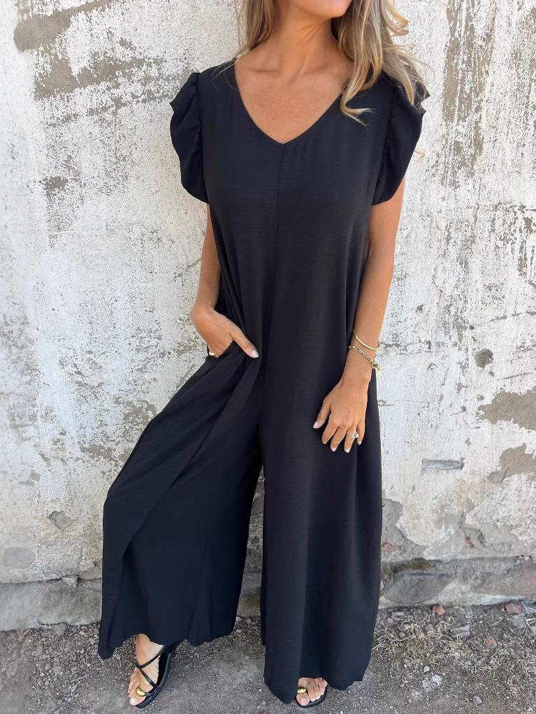 Leopard Print V-Neck Jumpsuit With Front Pockets - Image 7