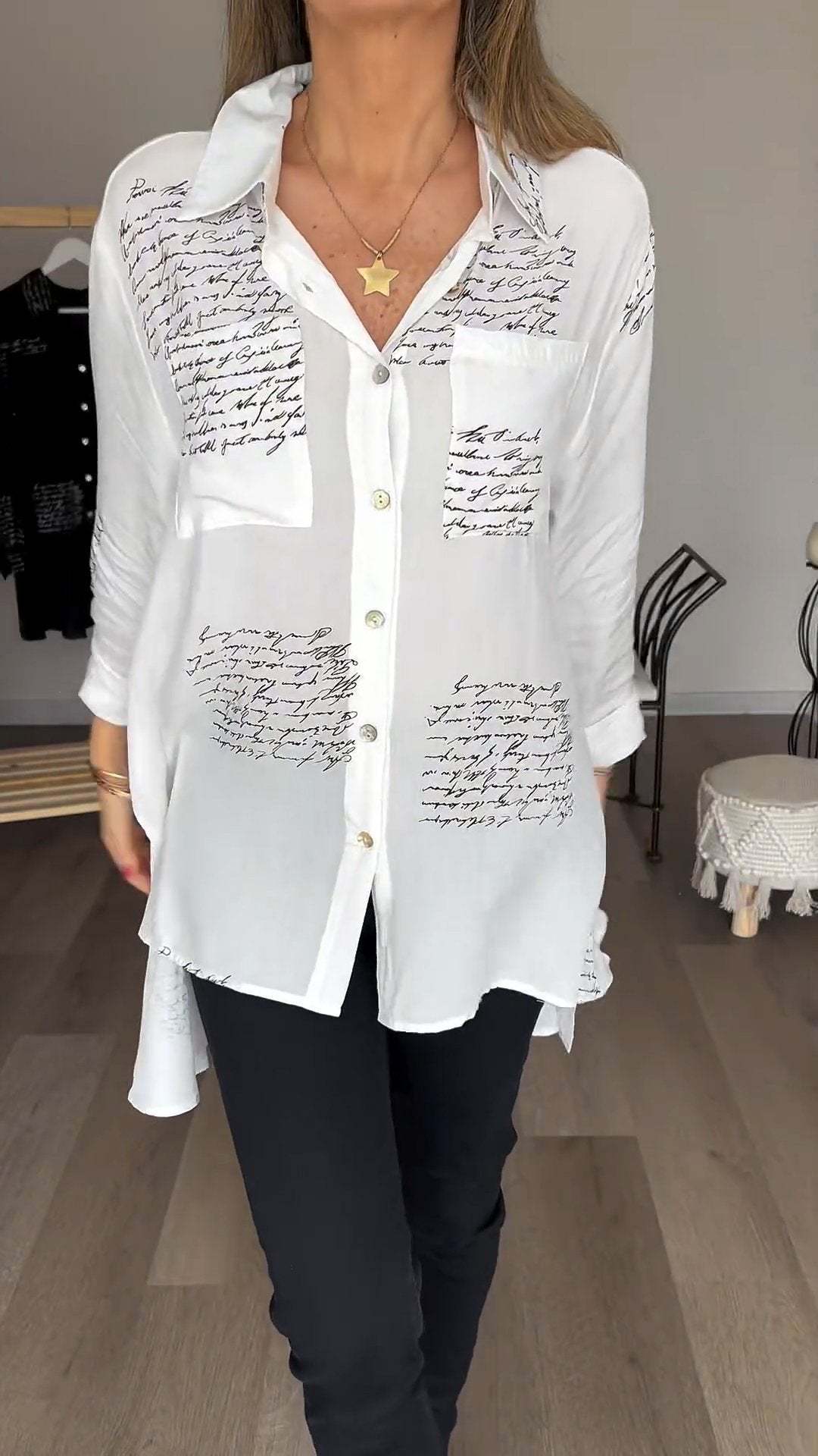 2024 new model Letter Print Fashion Lapel Shirt (Buy 2 Free Shipping) - Image 4