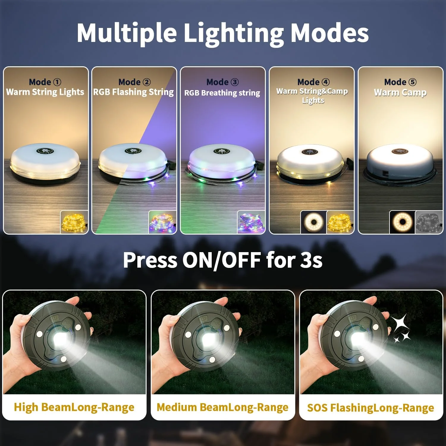 🔥Outdoor lighting camping lantern roll atmosphere light - Image 6