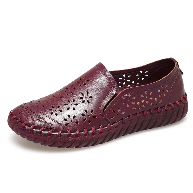 2023 new comfortable soft bottom breathable non-slip engraved retro ladies leather shoes - Image 7