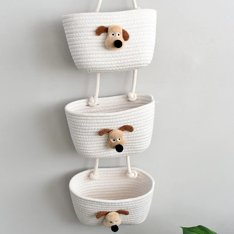 living room bedroom entryway Over The Door Hanging Basket Boho Woven Over-Door Storage Organizer – 3-Tier Cotton Hanging Baskets - Image 17