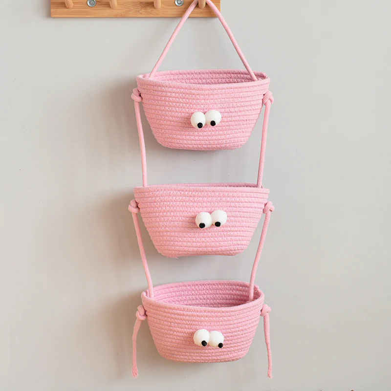 living room bedroom entryway Over The Door Hanging Basket Boho Woven Over-Door Storage Organizer – 3-Tier Cotton Hanging Baskets - Image 18