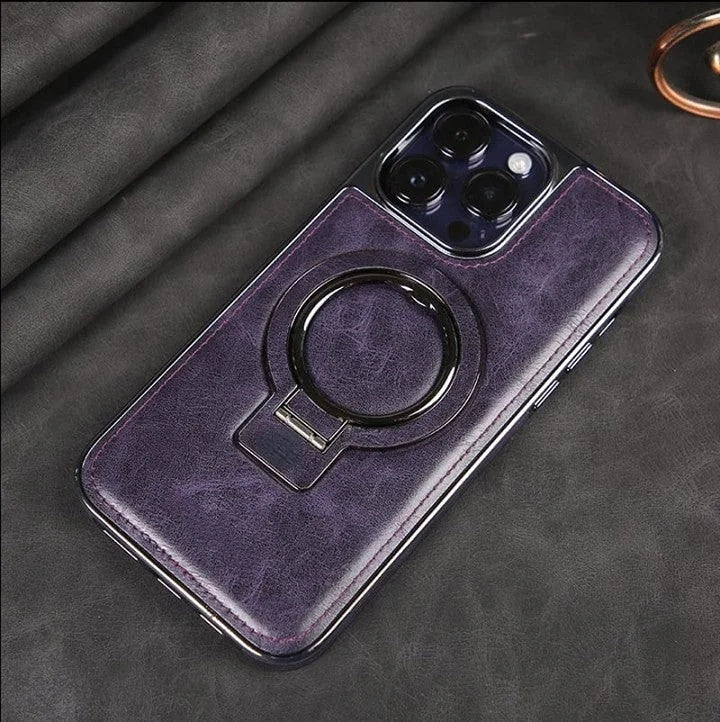 Luxury Leather Invisible Stand iPhone Case - Image 11